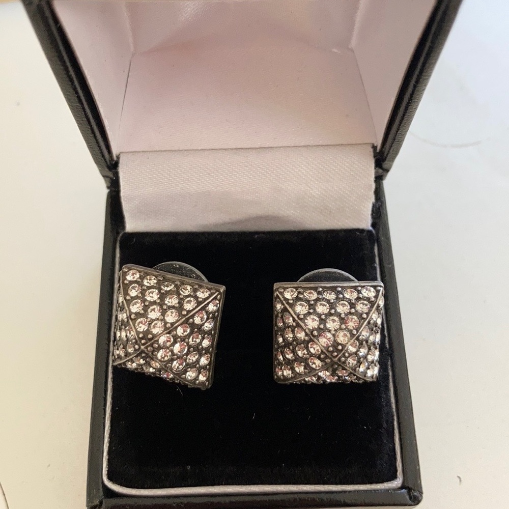 CC Skye Pavé Faux Diamond Pyramid Stud Earrings